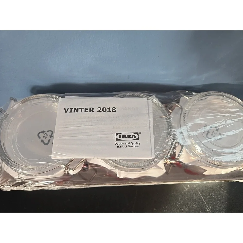 IKEA VINTER 2018 Glass Red Heart 3 Pack Jars‎ Jar Airtight lid 4oz Preserves NEW